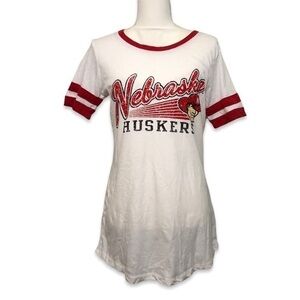 NWOT White Red Nebraska Huskers Ringer Tee Shirt Top New Gameday Cornhuskers